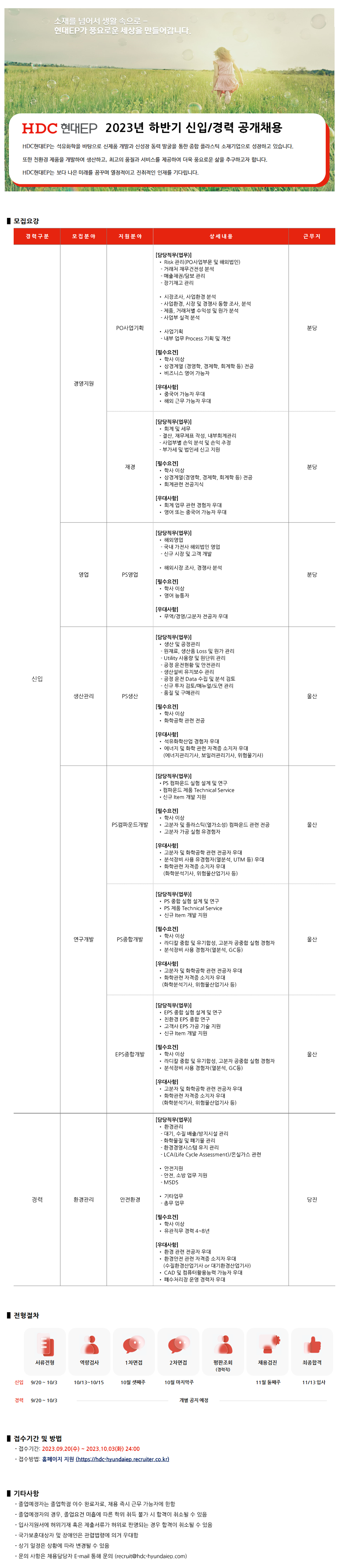 [HDC현대EP] 2023년 하반기 신입사원 공개채용